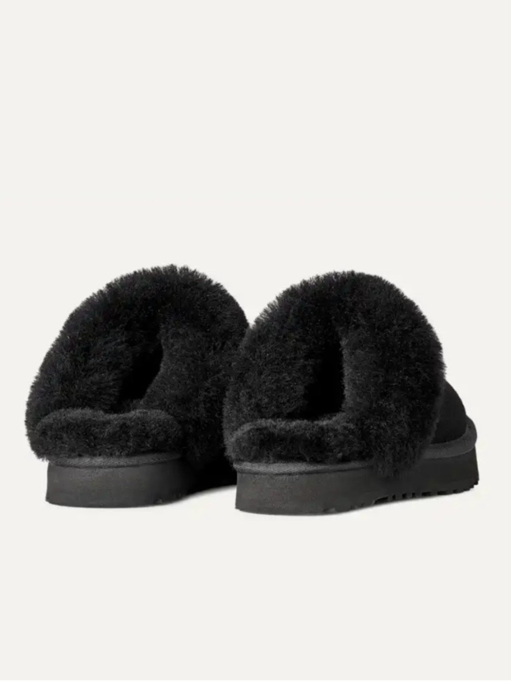 Kids UGG Black Plush Backless Slide Slippers